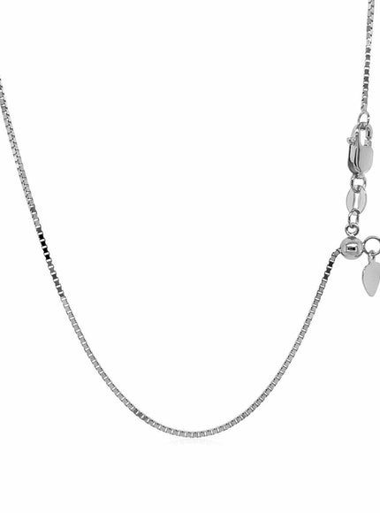 14k White Gold Adjustable Box Chain 0.85mm - Ellie Belle