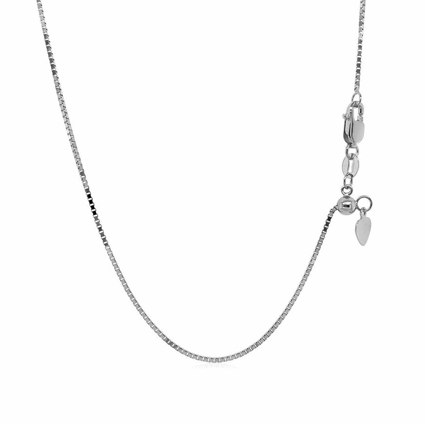 14k White Gold Adjustable Box Chain 0.85mm - Ellie Belle