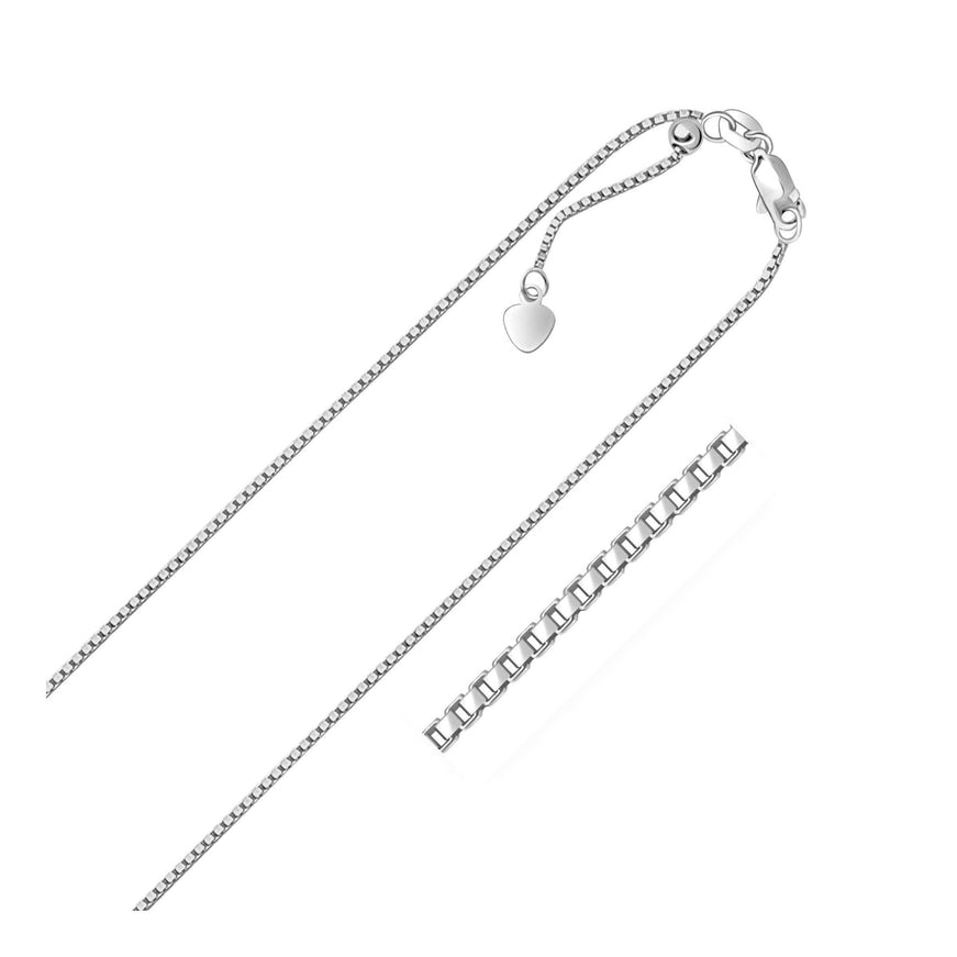 14k White Gold Adjustable Box Chain 1.1mm - Ellie Belle