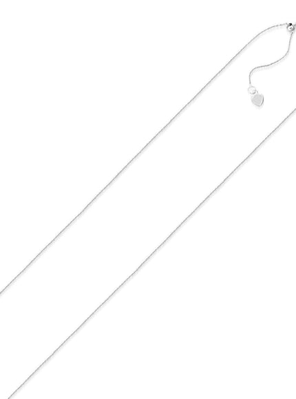 14k White Gold Adjustable Cable Chain 0.9mm - Ellie Belle