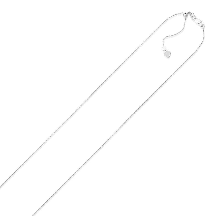 14k White Gold Adjustable Cable Chain 0.9mm - Ellie Belle