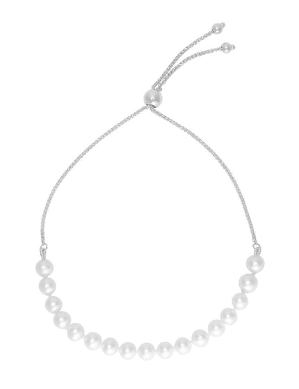 14k White Gold Adjustable Friendship Bracelet with Pearls - Ellie Belle