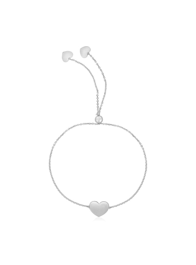 14k White Gold Adjustable Heart Bracelet - Ellie Belle