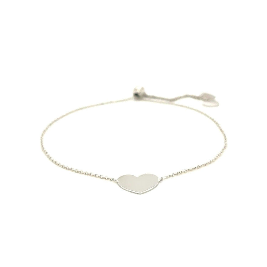 14k White Gold Adjustable Heart Bracelet - Ellie Belle