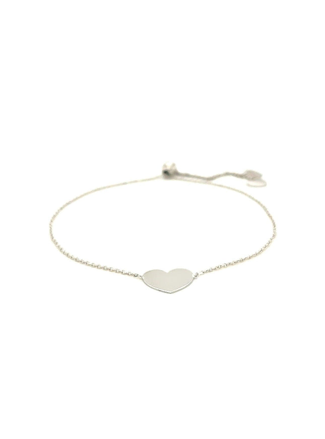 14k White Gold Adjustable Heart Bracelet - Ellie Belle