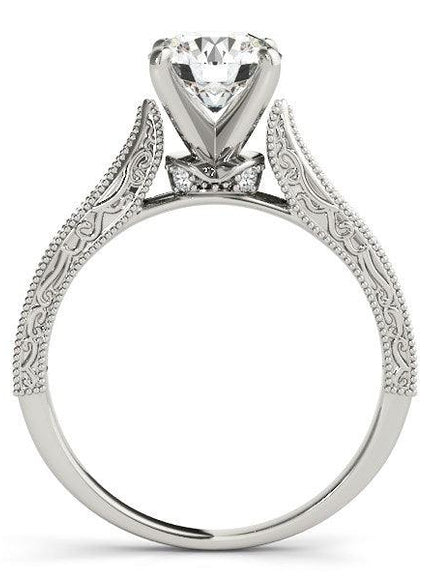 14k White Gold Antique Design Diamond Engagement Ring (1 5/8 cttw) - Ellie Belle