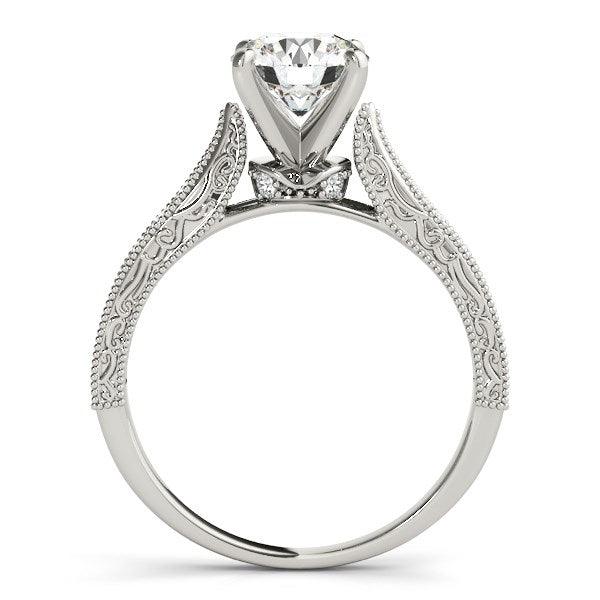 14k White Gold Antique Design Diamond Engagement Ring (1 5/8 cttw) - Ellie Belle