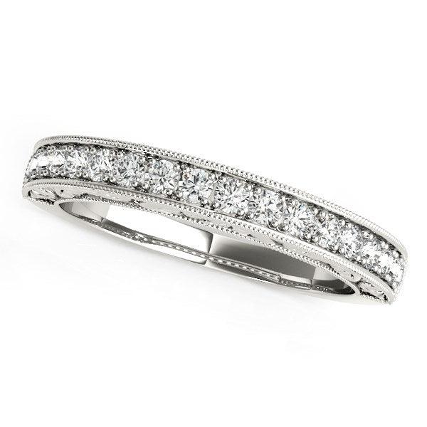 14k White Gold Antique Prong Set Diamond Wedding Ring (1/3 cttw) - Ellie Belle