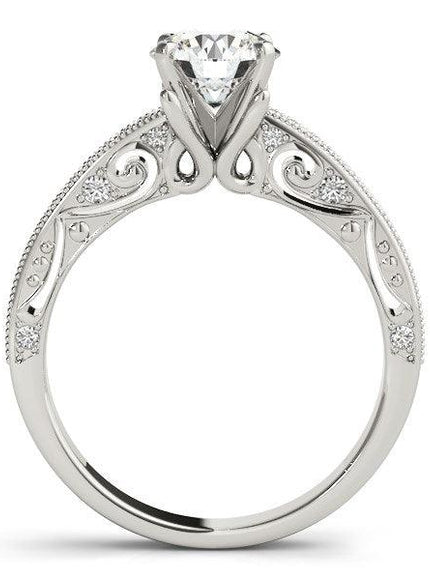 14k White Gold Antique Pronged Round Diamond Engagement Ring (1 1/8 cttw) - Ellie Belle