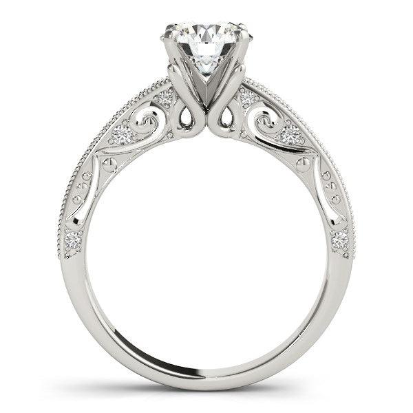 14k White Gold Antique Pronged Round Diamond Engagement Ring (1 1/8 cttw) - Ellie Belle