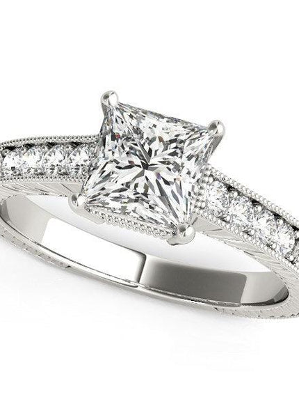 14k White Gold Antique Style Diamond Engagement Ring (1 1/8 cttw) - Ellie Belle