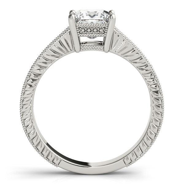 14k White Gold Antique Style Diamond Engagement Ring (1 1/8 cttw) - Ellie Belle