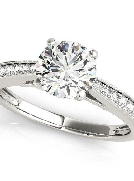 14k White Gold Antique Style Graduagted Diamond Engagement Ring (1 1/8 cttw) - Ellie Belle