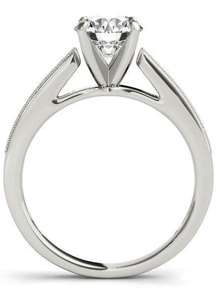 14k White Gold Antique Style Graduagted Diamond Engagement Ring (1 1/8 cttw) - Ellie Belle