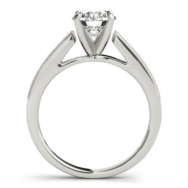 14k White Gold Antique Style Graduagted Diamond Engagement Ring (1 1/8 cttw) - Ellie Belle