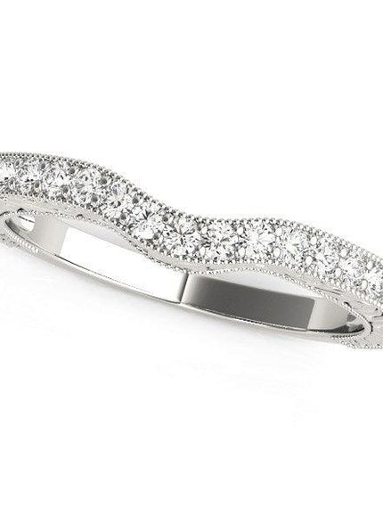 14k White Gold Antique Style Milgrained Curved Diamond Ring (1/4 cttw) - Ellie Belle