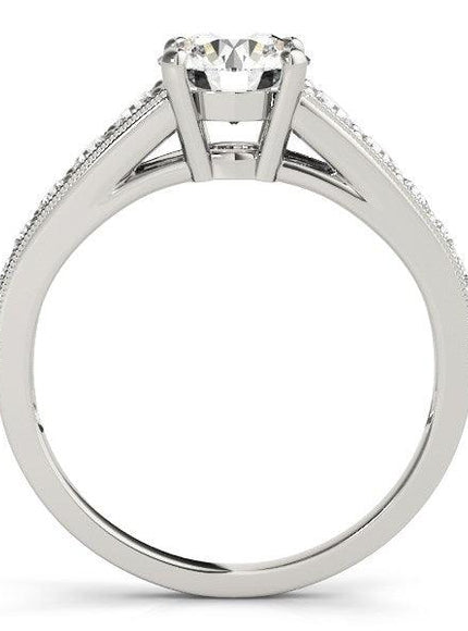 14k White Gold Antique Tapered Shank Diamond Engagement Ring (1 3/8 cttw) - Ellie Belle