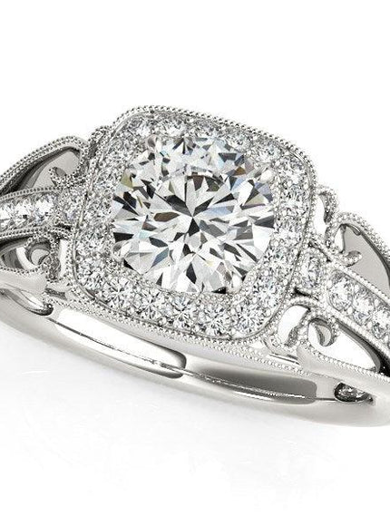 14k White Gold Baroque Shank Style Cut Diamond Engagement Ring (1 1/4 cttw) - Ellie Belle