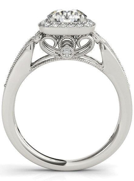 14k White Gold Baroque Shank Style Cut Diamond Engagement Ring (1 1/4 cttw) - Ellie Belle