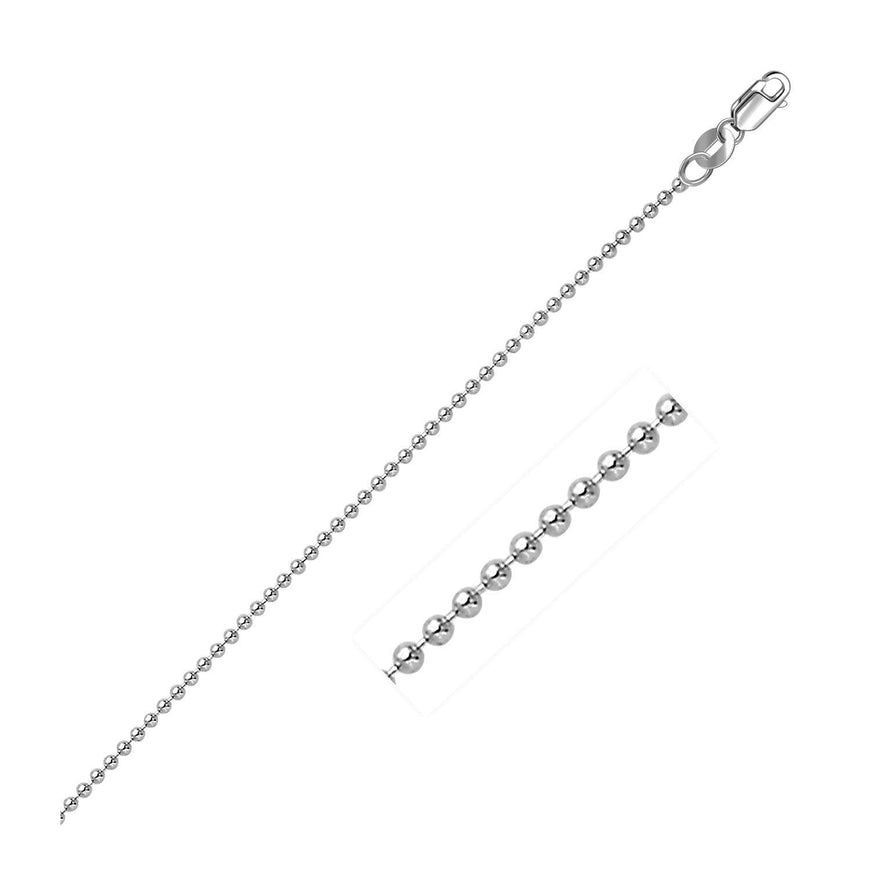 14k White Gold Bead Chain 1.5mm - Ellie Belle