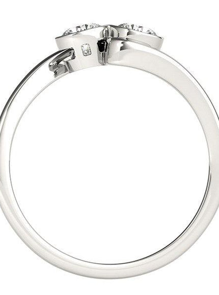 14k White Gold Bezel Set Curved Band Two Stone Diamond Ring (1/2 cttw) - Ellie Belle