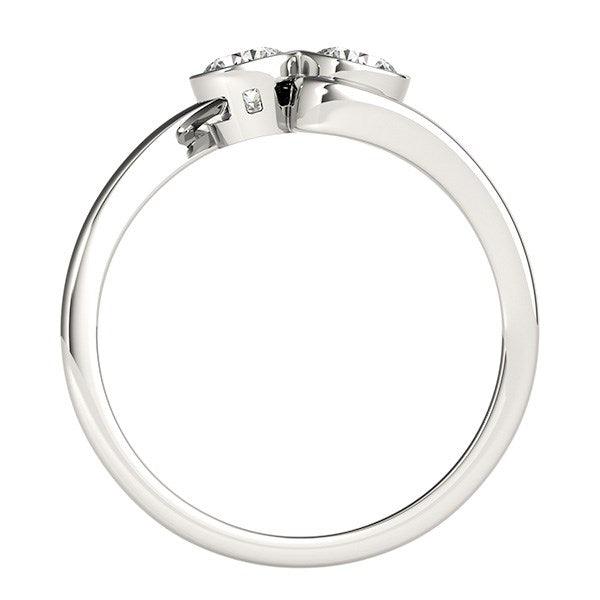 14k White Gold Bezel Set Curved Band Two Stone Diamond Ring (1/2 cttw) - Ellie Belle