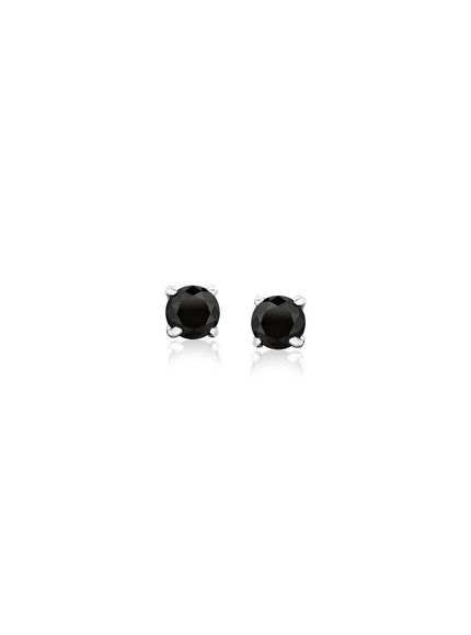 14k White Gold Black 3mm Faceted Cubic Zirconia Stud Earrings - Ellie Belle