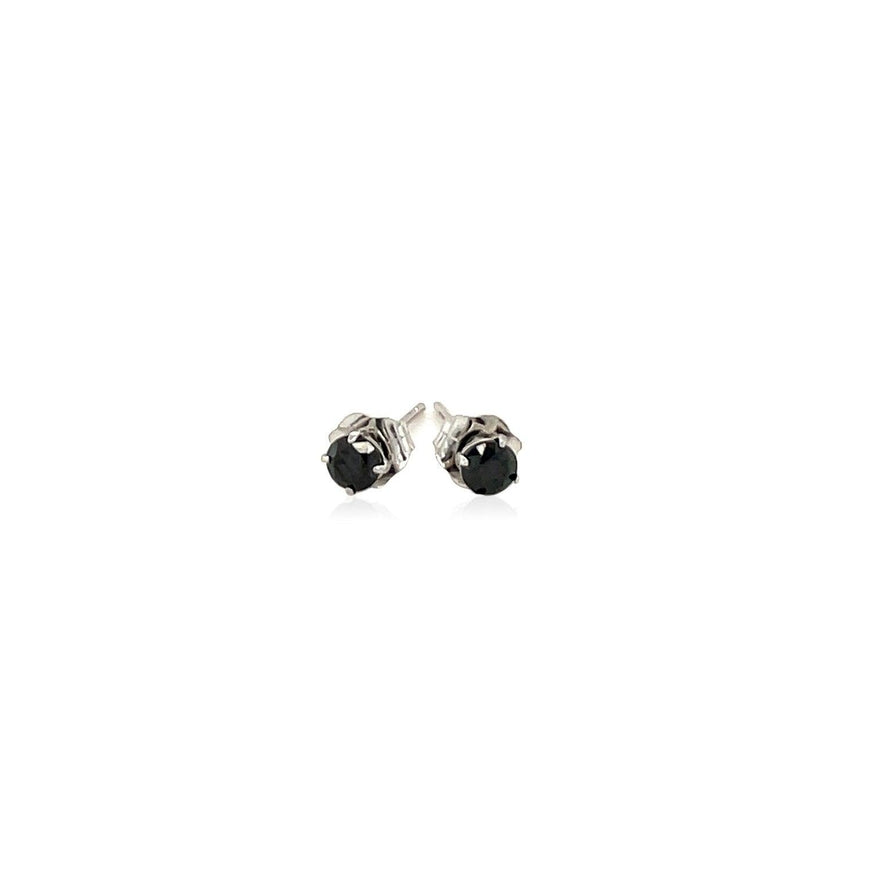 14k White Gold Black 3mm Faceted Cubic Zirconia Stud Earrings - Ellie Belle