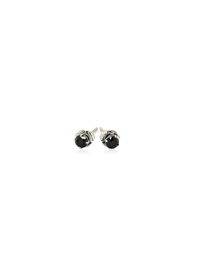 14k White Gold Black 3mm Faceted Cubic Zirconia Stud Earrings - Ellie Belle