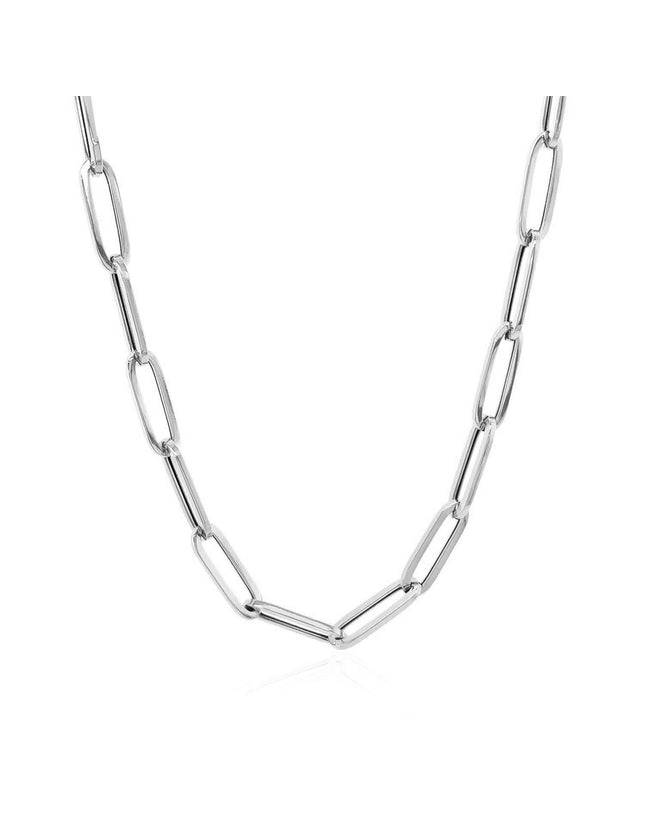 14k White Gold Bold Paperclip Chain (4.2 mm) - Ellie Belle