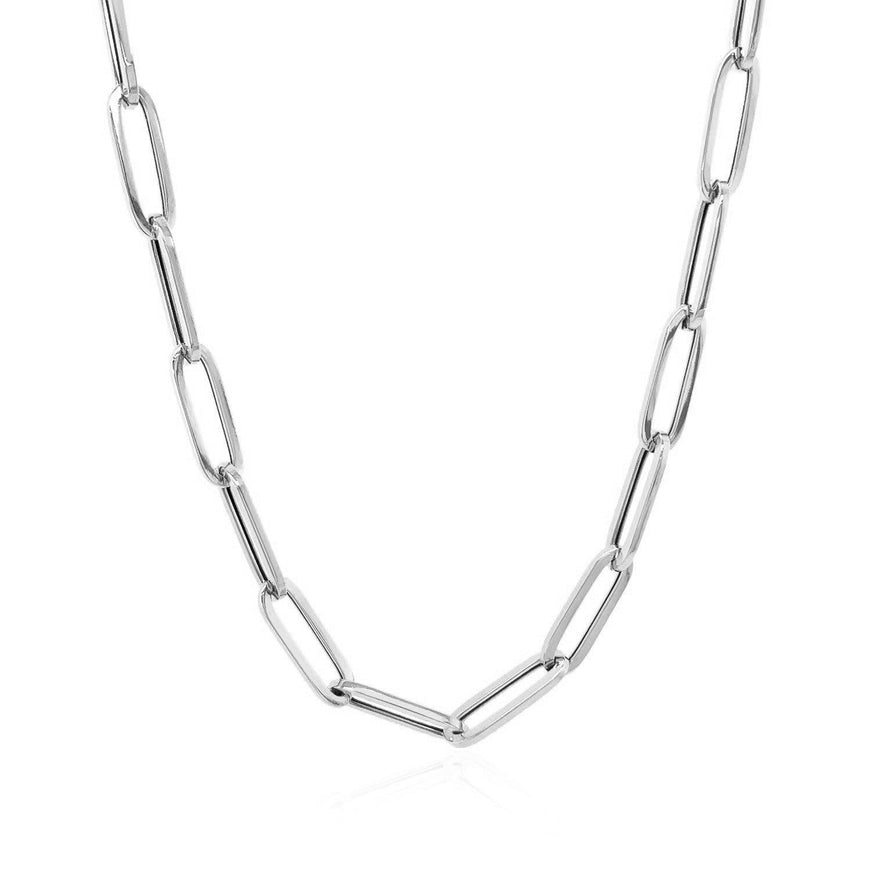 14k White Gold Bold Paperclip Chain (4.2 mm) - Ellie Belle