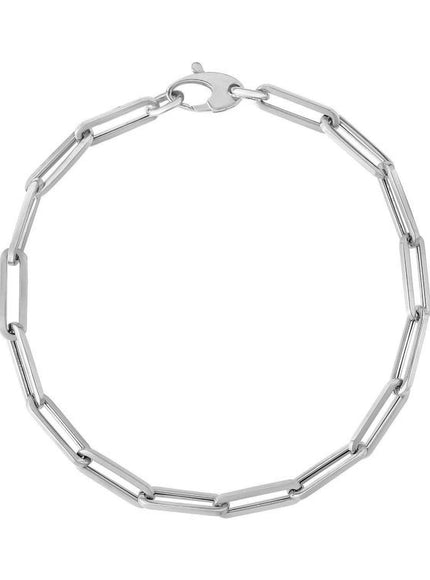 14K White Gold Bold Paperclip Chain Bracelet - Ellie Belle