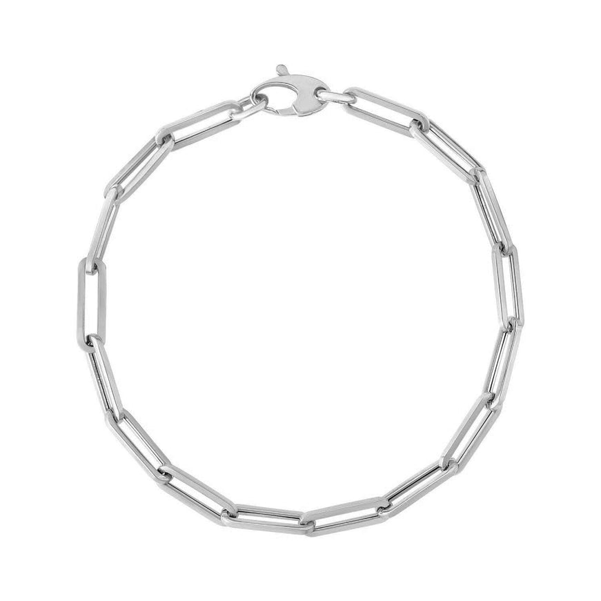 14K White Gold Bold Paperclip Chain Bracelet - Ellie Belle