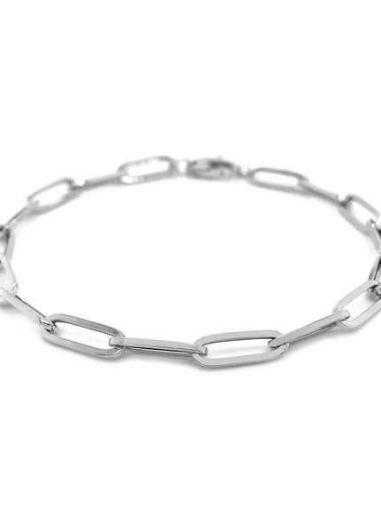 14K White Gold Bold Paperclip Chain Bracelet - Ellie Belle