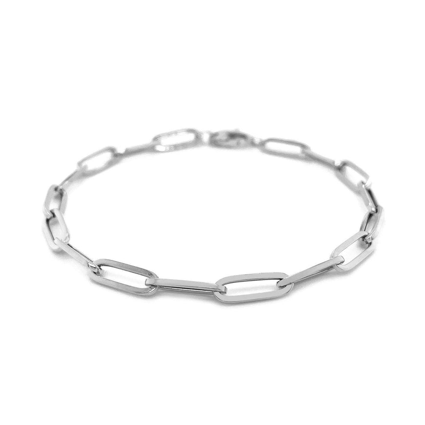 14K White Gold Bold Paperclip Chain Bracelet - Ellie Belle