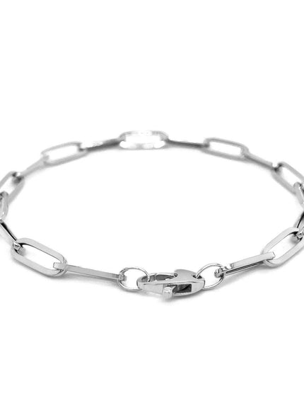 14K White Gold Bold Paperclip Chain Bracelet - Ellie Belle