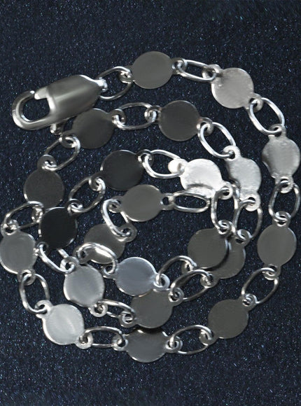 14k White Gold Bracelet with Polished Circles - Ellie Belle