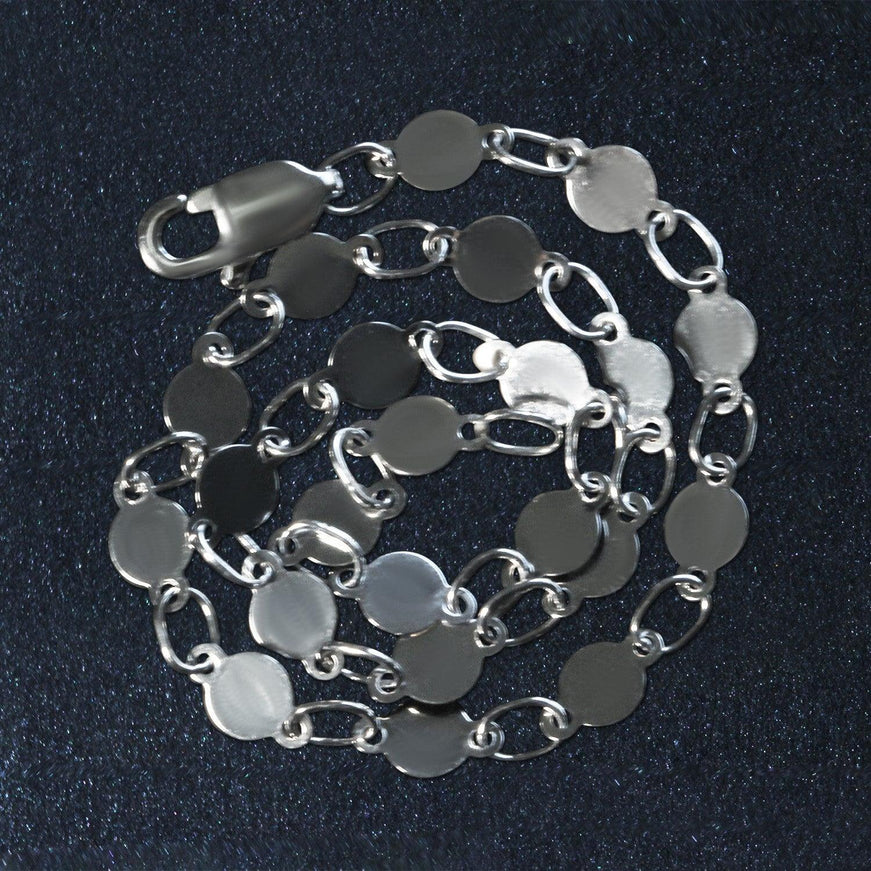 14k White Gold Bracelet with Polished Circles - Ellie Belle