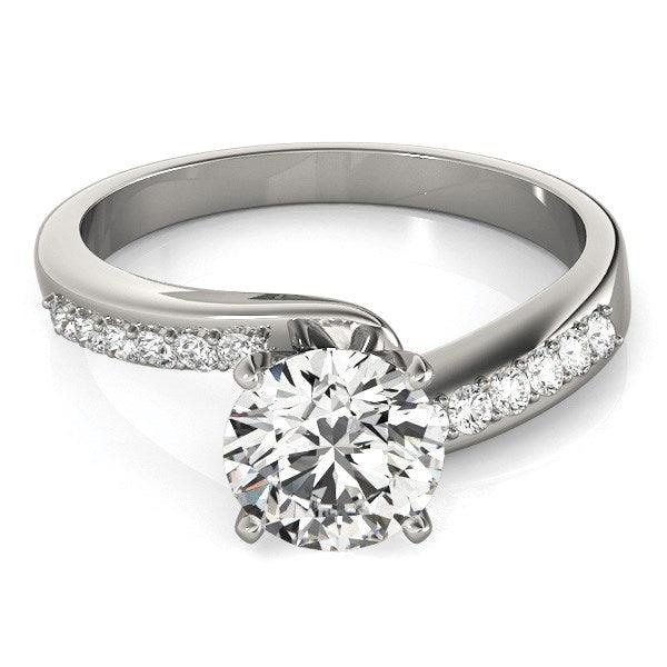 14k White Gold Bypass Round Pronged Diamond Engagement Ring (1 5/8 cttw) - Ellie Belle