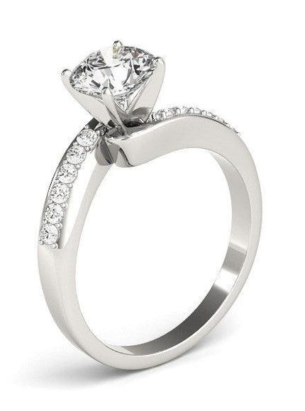 14k White Gold Bypass Round Pronged Diamond Engagement Ring (1 5/8 cttw) - Ellie Belle