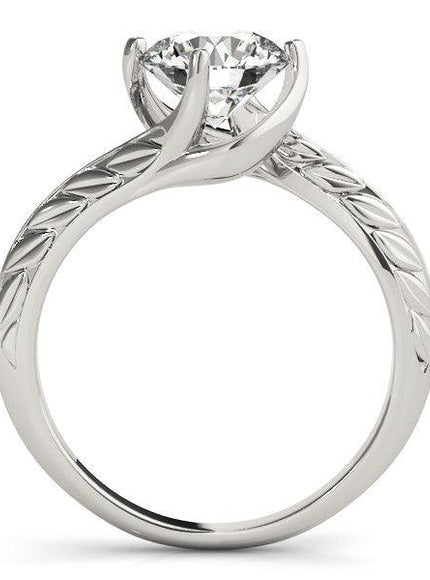 14k White Gold Bypass Round Solitaire Diamond Engagement Ring (1 cttw) - Ellie Belle