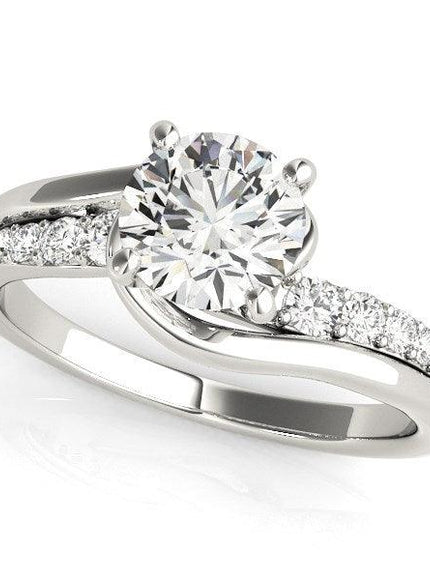 14k White Gold Bypass Style Round Diamond Ring (1 1/4 cttw) - Ellie Belle