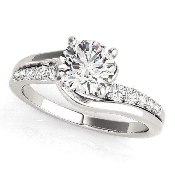 14k White Gold Bypass Style Round Diamond Ring (1 1/4 cttw) - Ellie Belle