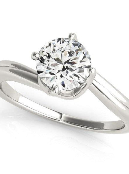 14k White Gold Bypass Style Solitaire Round Diamond Engagement Ring (1 cttw) - Ellie Belle