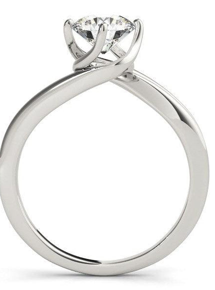 14k White Gold Bypass Style Solitaire Round Diamond Engagement Ring (1 cttw) - Ellie Belle