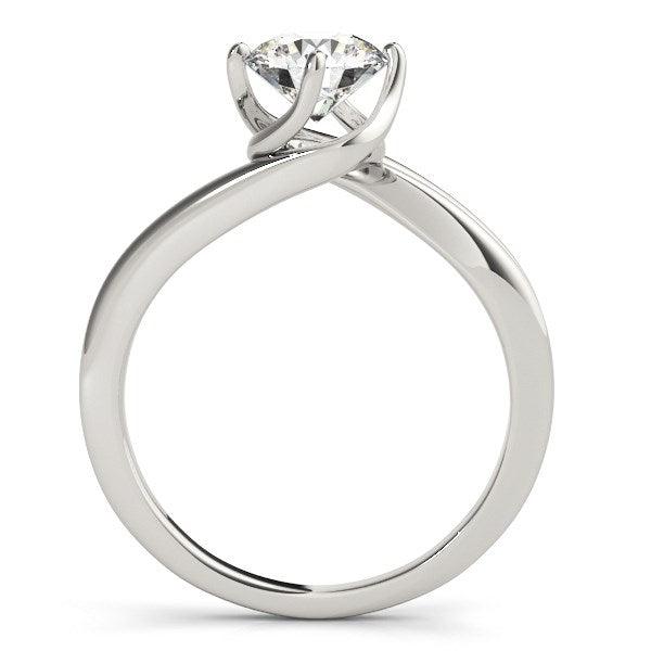 14k White Gold Bypass Style Solitaire Round Diamond Engagement Ring (1 cttw) - Ellie Belle