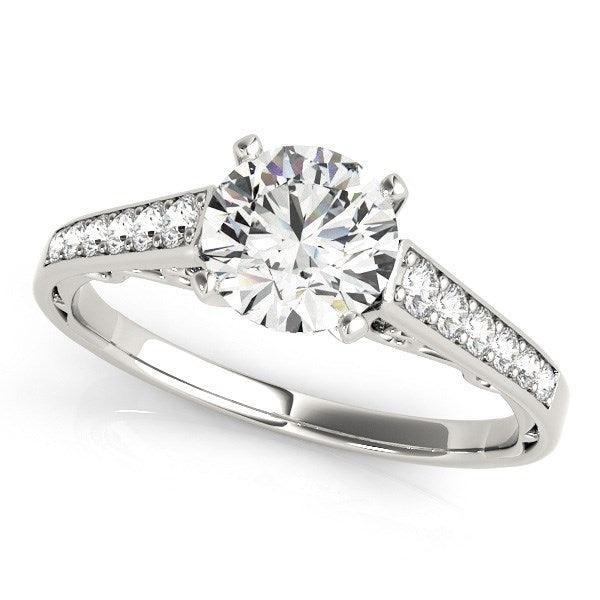 14k White Gold Cathedral Design Diamond Engagement Ring (1 1/4 cttw) - Ellie Belle