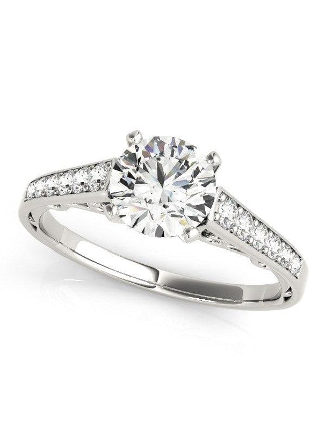 14k White Gold Cathedral Design Diamond Engagement Ring (1 1/4 cttw) - Ellie Belle