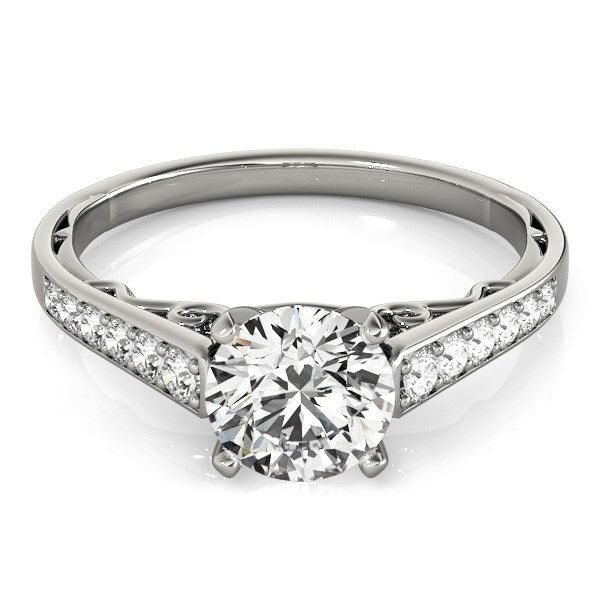 14k White Gold Cathedral Design Diamond Engagement Ring (1 1/4 cttw) - Ellie Belle