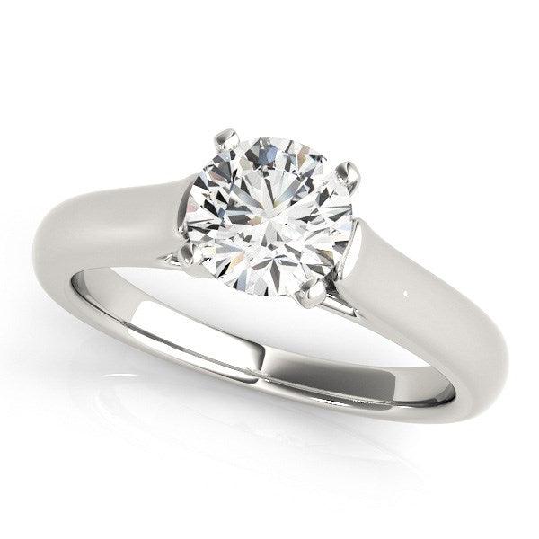 14k White Gold Cathedral Design Solitaire Diamond Engagement Ring (1 cttw) - Ellie Belle